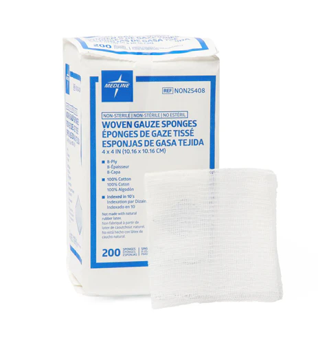 Medline Non-Sterile Woven Cotton Gauze Sponge 8ply 4x4 200Ct - Image 2