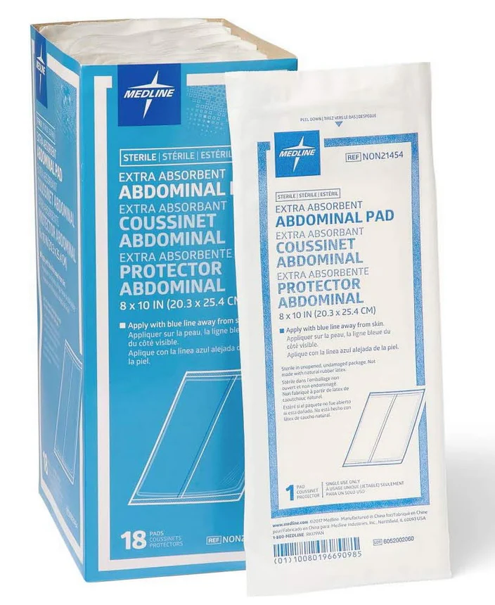 Medline Sterile Abdominal Pad, 8" x 10" 18/pk